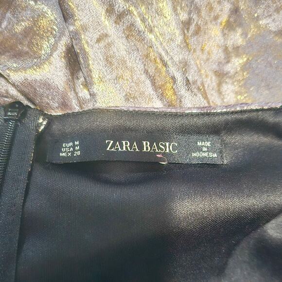 Zara gold & silver metallic spaghetti strap mini holiday dress size M - Picture 8 of 13